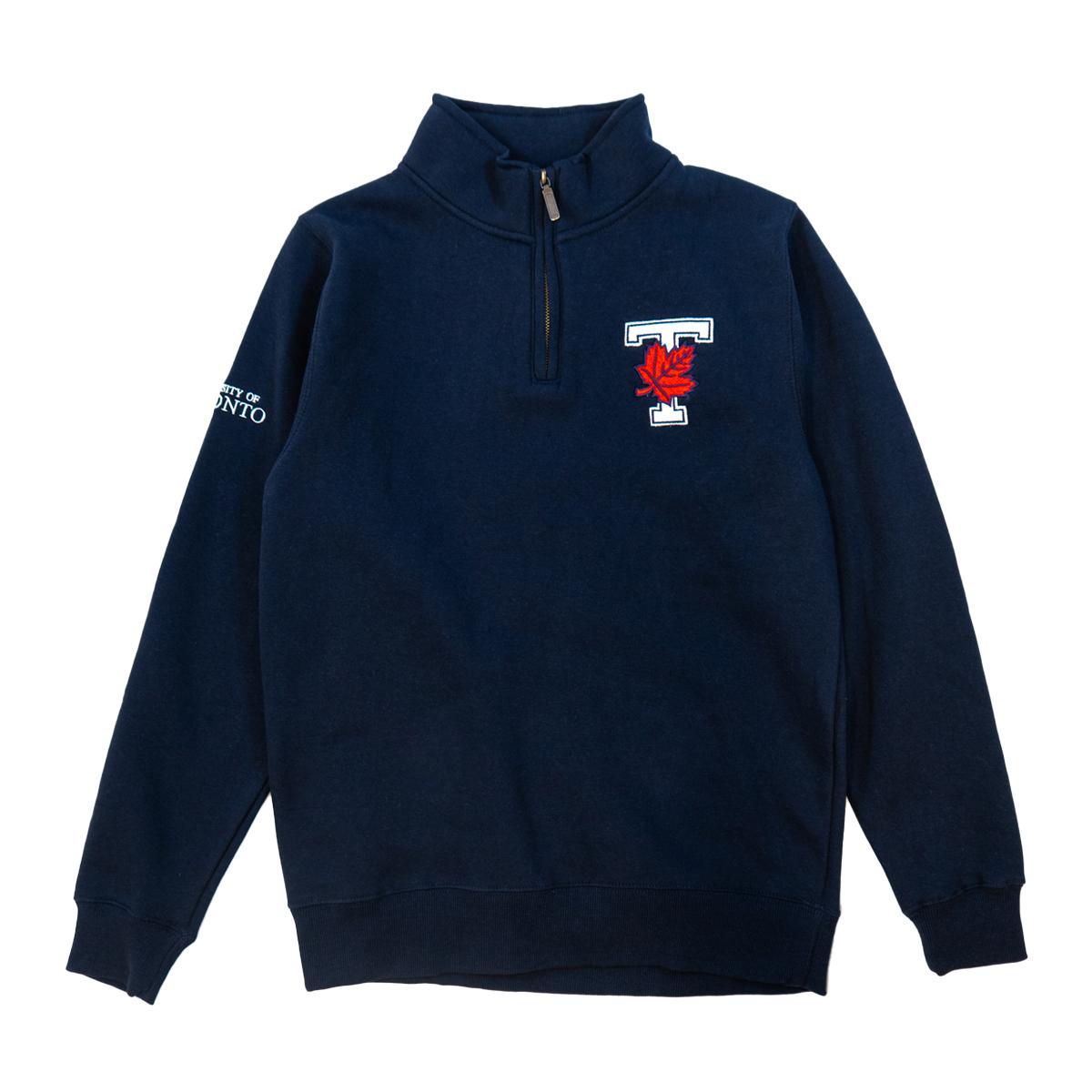 ◆LEE◆ House Logo Half Zip-up Man to Man Navy Men's T-Leaf 1/4 Zip